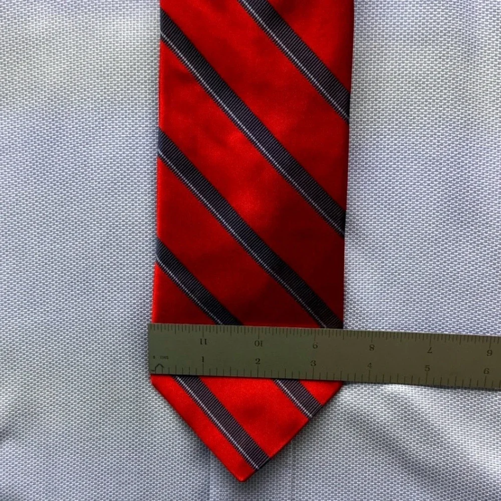 Tommy Hilfiger Mens Vintage Silk Ties (2) Burgundy and Red‎ Navy Diagonal Stripe